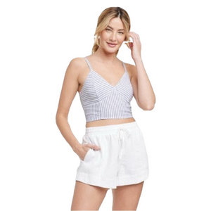 🆕 Universal Thread Cropped| Striped| Linen Top